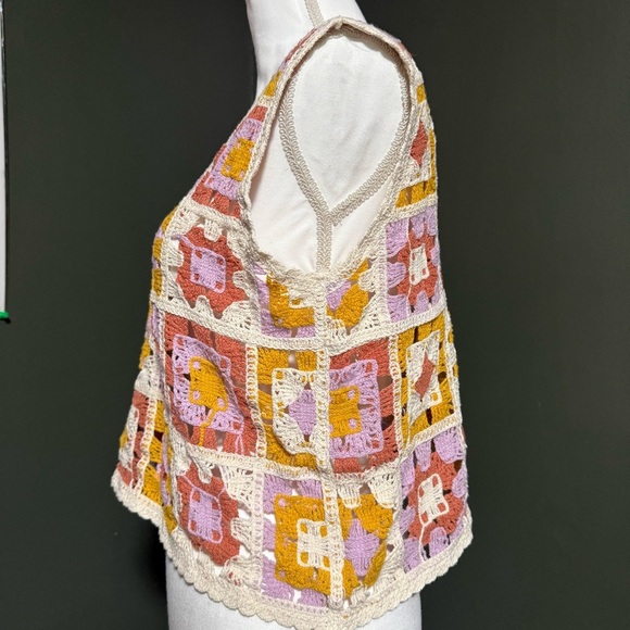 Rebellion Again Crochet Patchwork Tank Top Boho Festival Large NWT - Picture 3 of 5